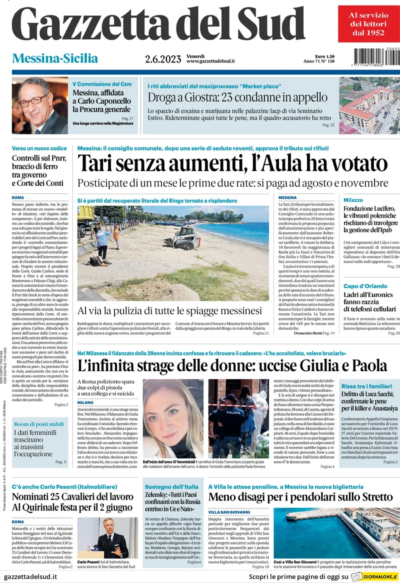 Prima Pagina Gazzetta Del Sud Giornali It