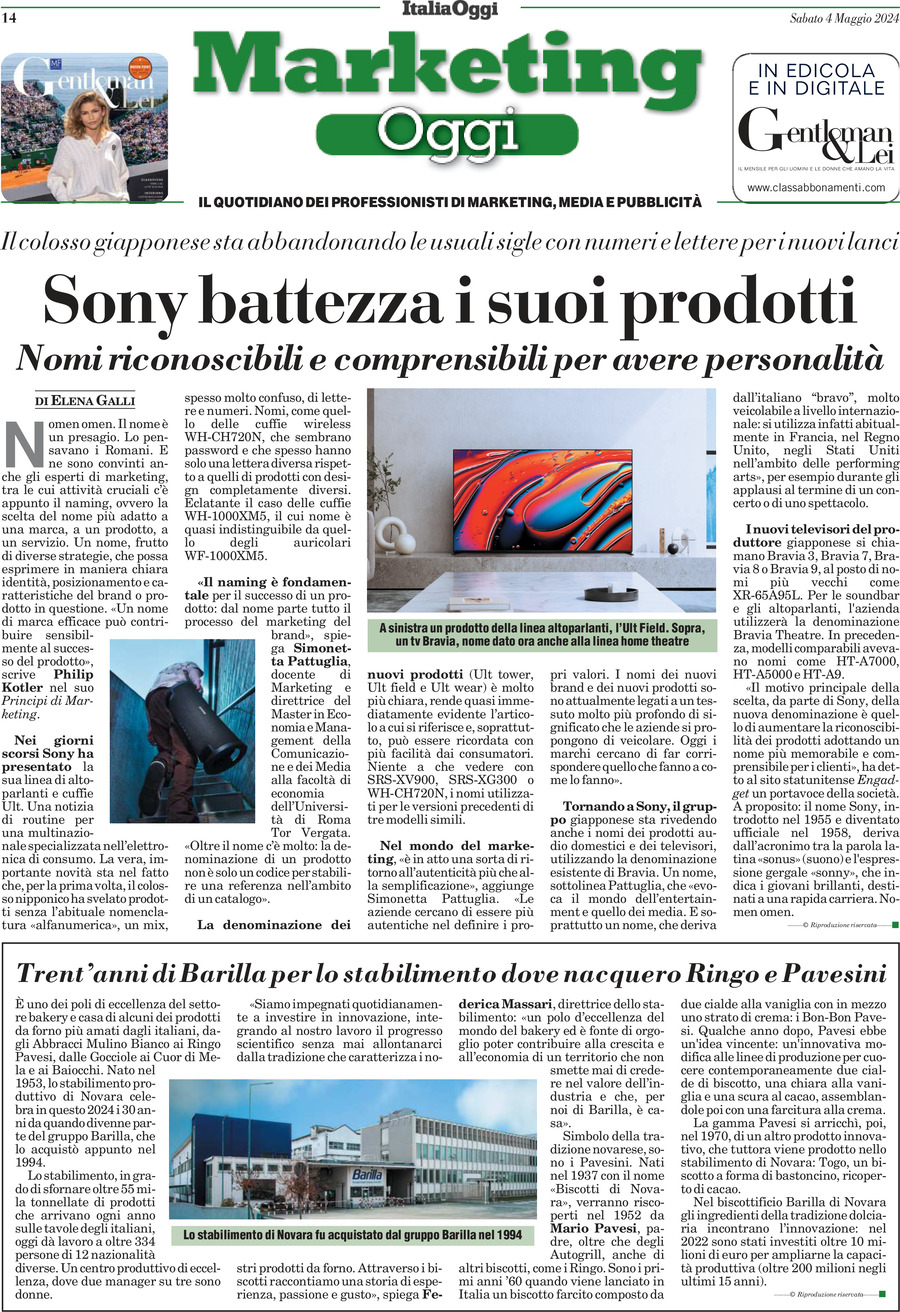Marketing Oggi, prima pagina