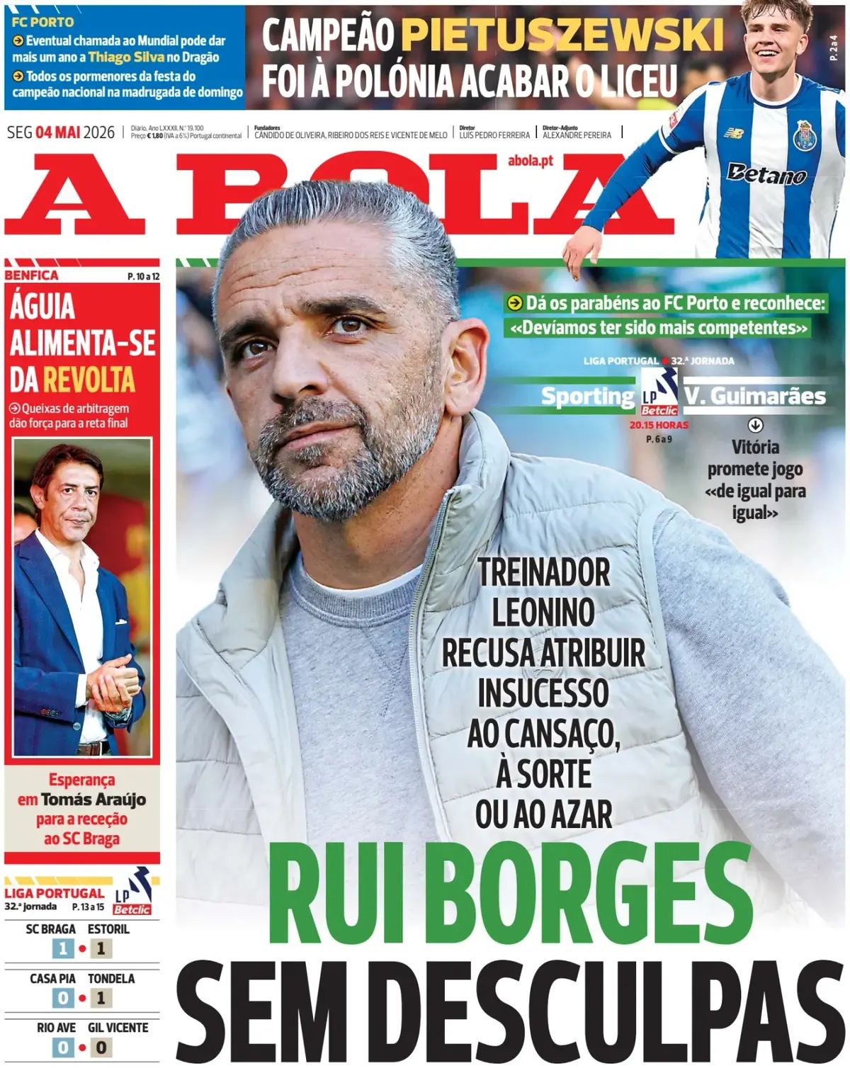 A Bola (Portogallo), prima pagina