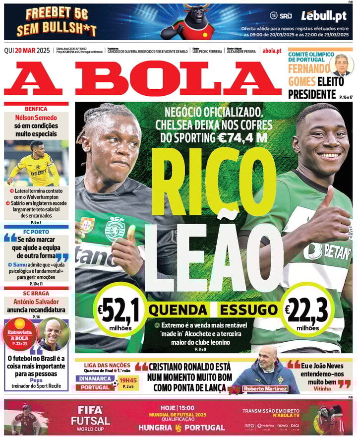 A Bola (Portogallo), prima pagina