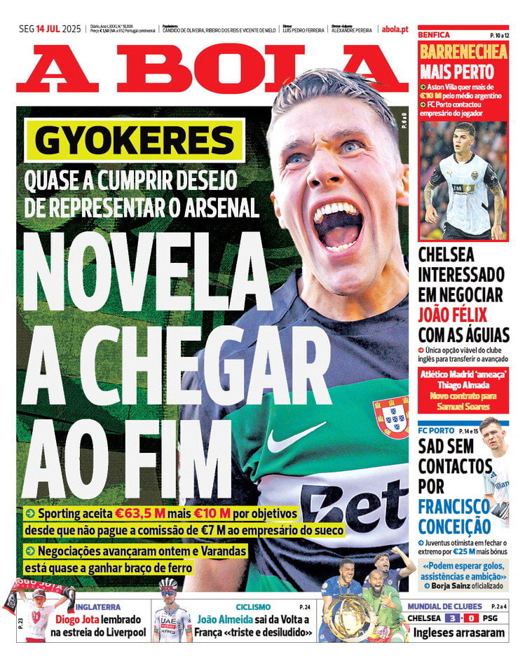 A Bola (Portogallo), prima pagina