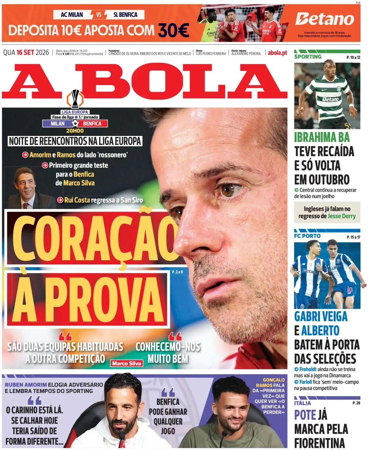 A Bola (Portogallo), prima pagina