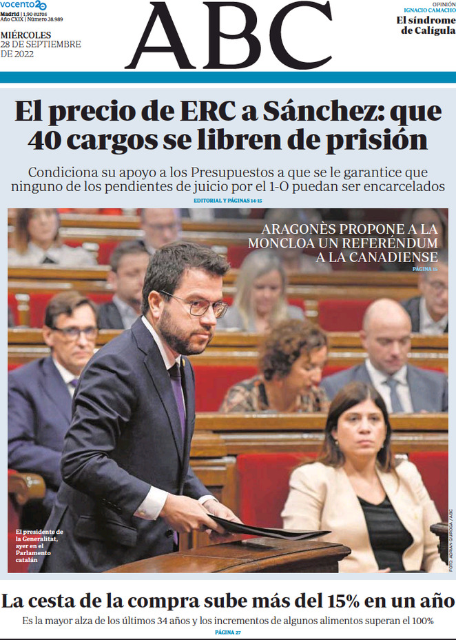 ABC (Spagna), prima pagina