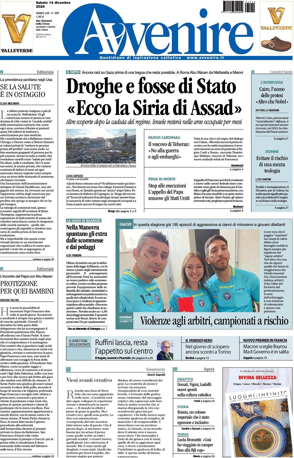 Avvenire, prima pagina