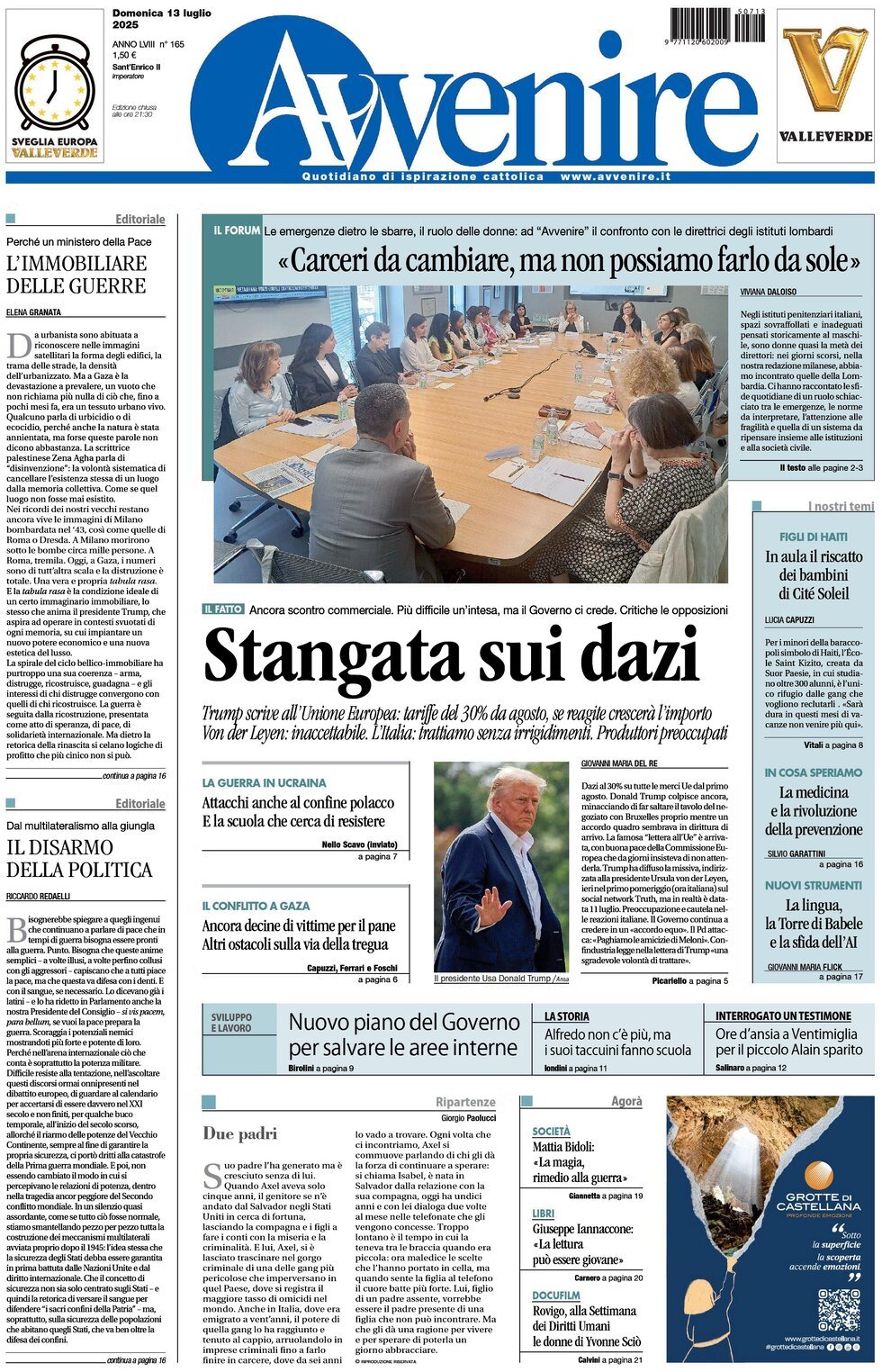 Avvenire, prima pagina