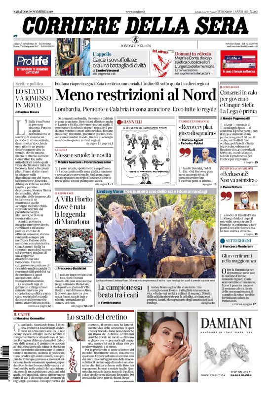 Corriere Della Sera, prima pagina