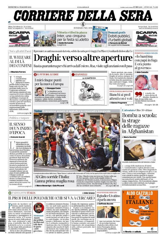 Corriere Della Sera, prima pagina