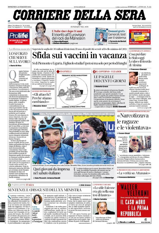 Prima Pagina Corriere Della Sera Giornaliit