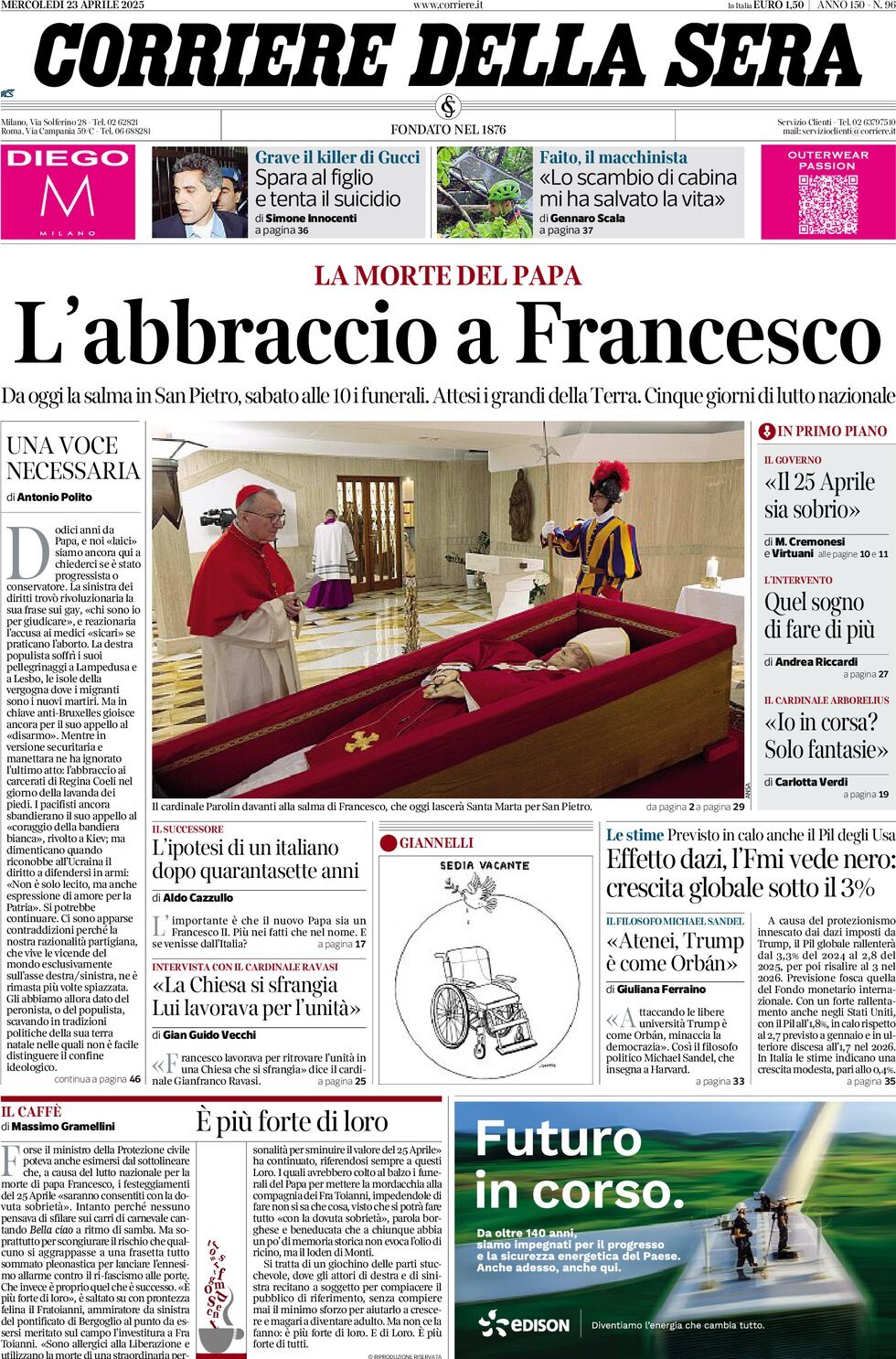 Corriere Della Sera, prima pagina