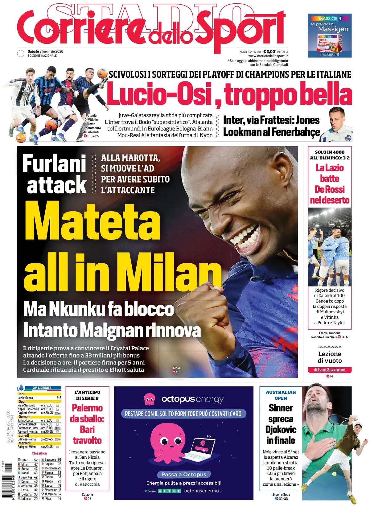 Corriere Dello Sport, prima pagina