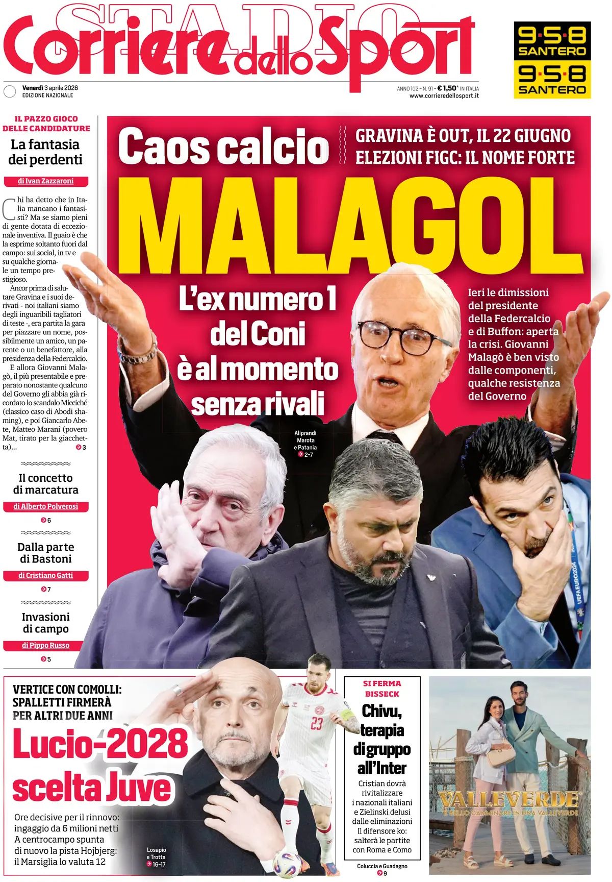 Corriere Dello Sport, prima pagina
