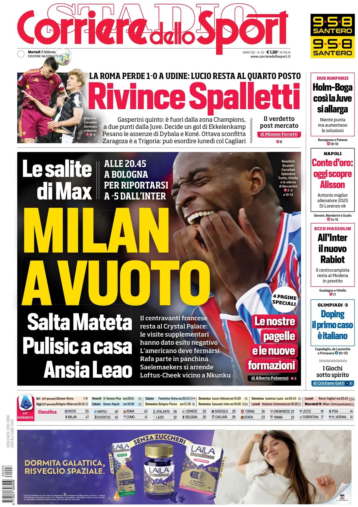 Corriere Dello Sport, prima pagina
