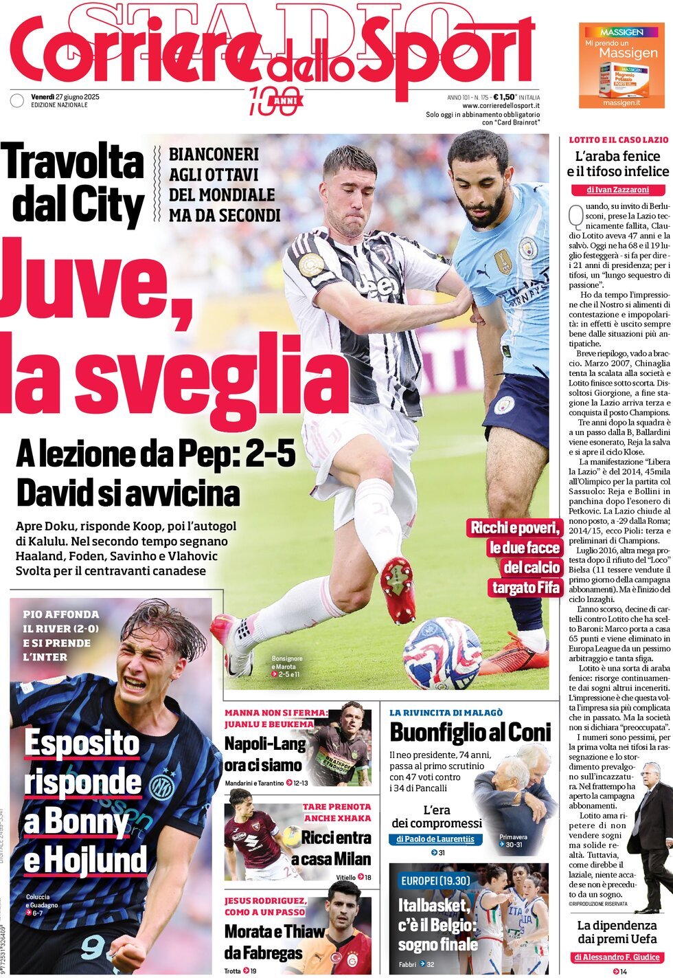 Corriere Dello Sport, prima pagina