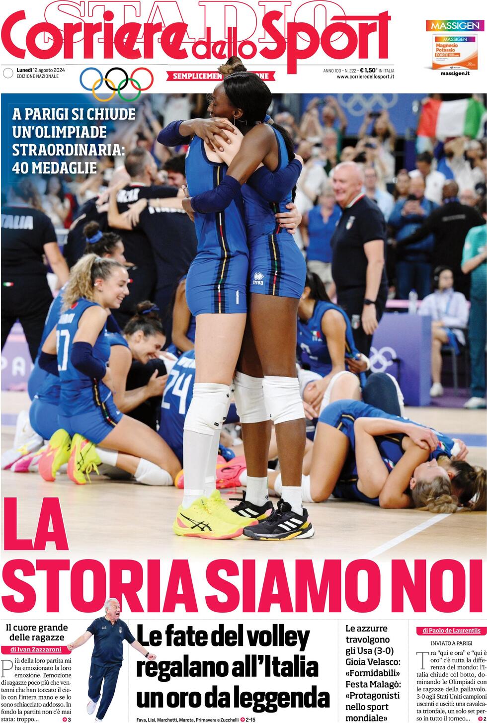 Corriere dello Sport Prima Pagina: Edizione di Oggi, Lunedì 12 Agosto 2024