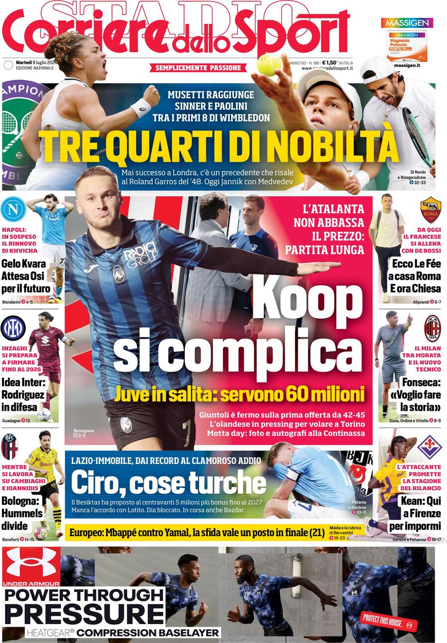 Corriere dello Sport: Prima Pagina di Oggi – Martedì 09 Luglio 2024