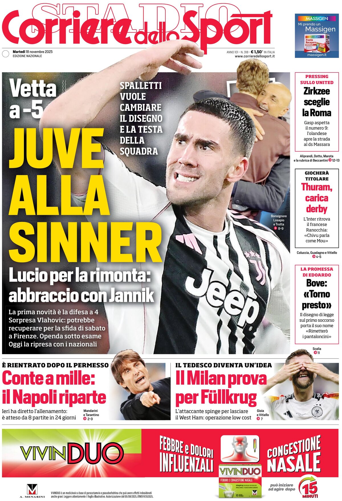 Corriere Dello Sport, prima pagina