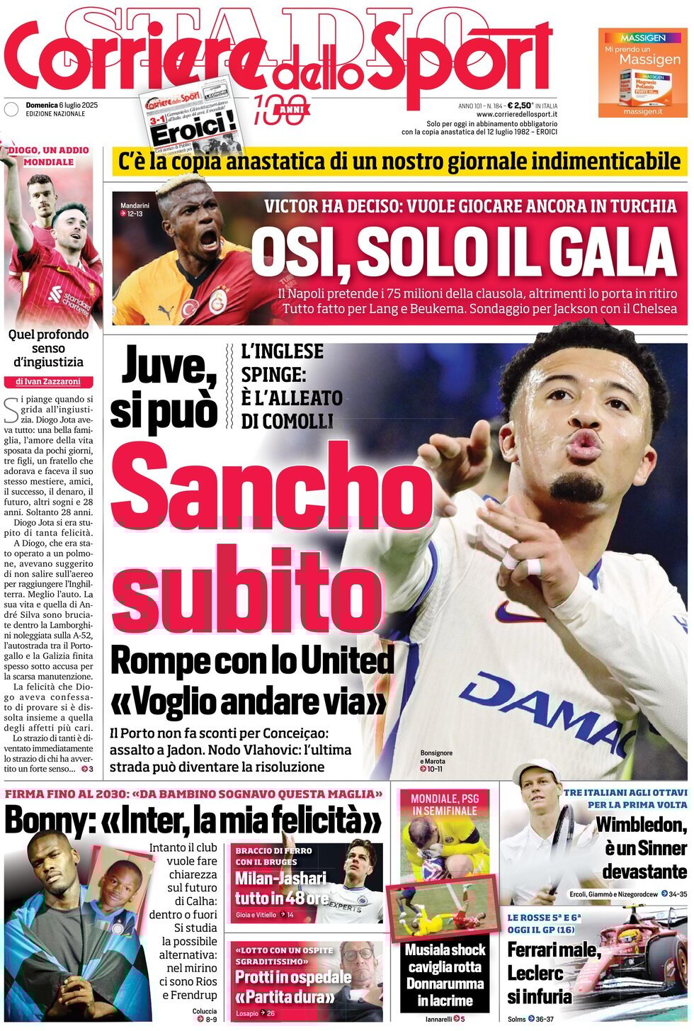 Corriere Dello Sport, prima pagina