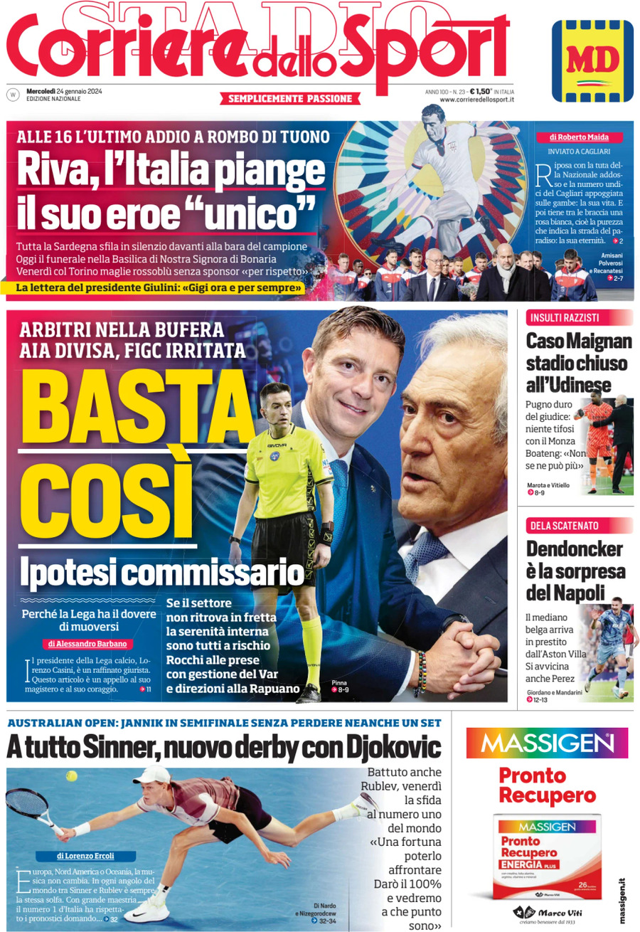 Corriere Dello Sport, prima pagina