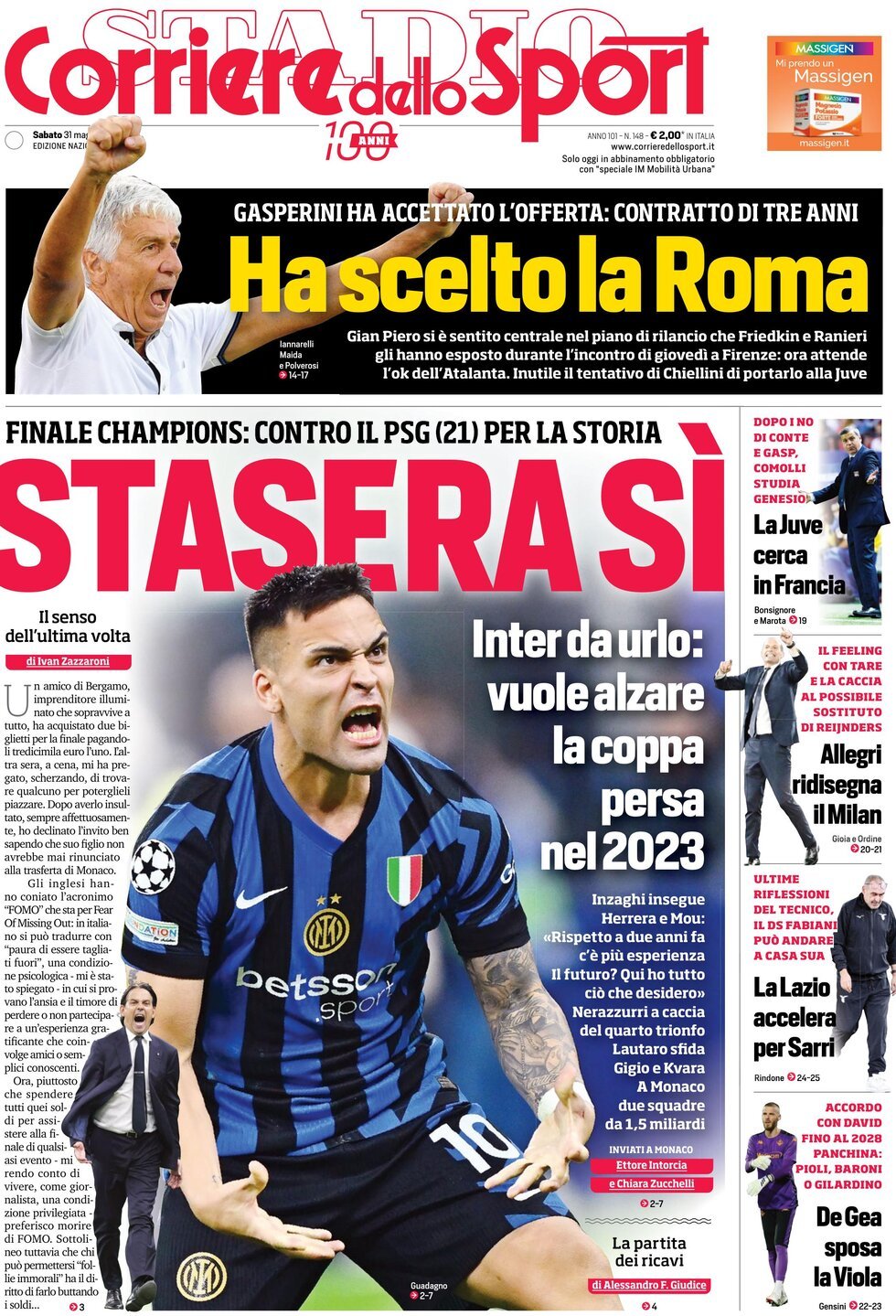 Corriere Dello Sport, prima pagina