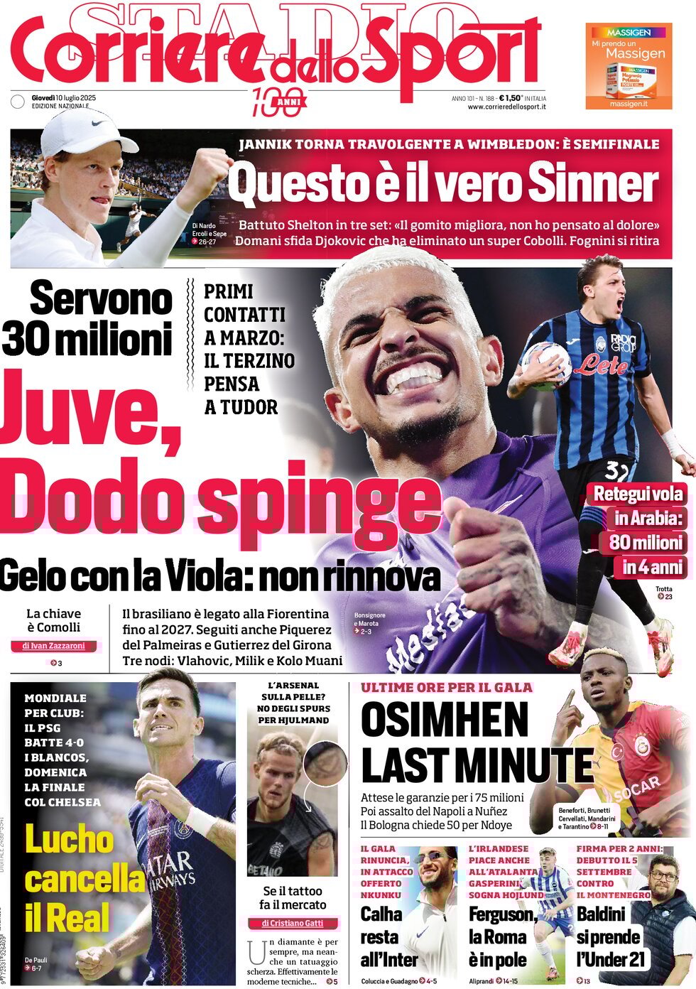 Corriere Dello Sport, prima pagina