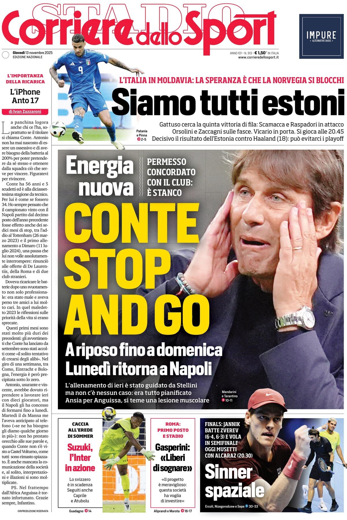 Corriere Dello Sport, prima pagina