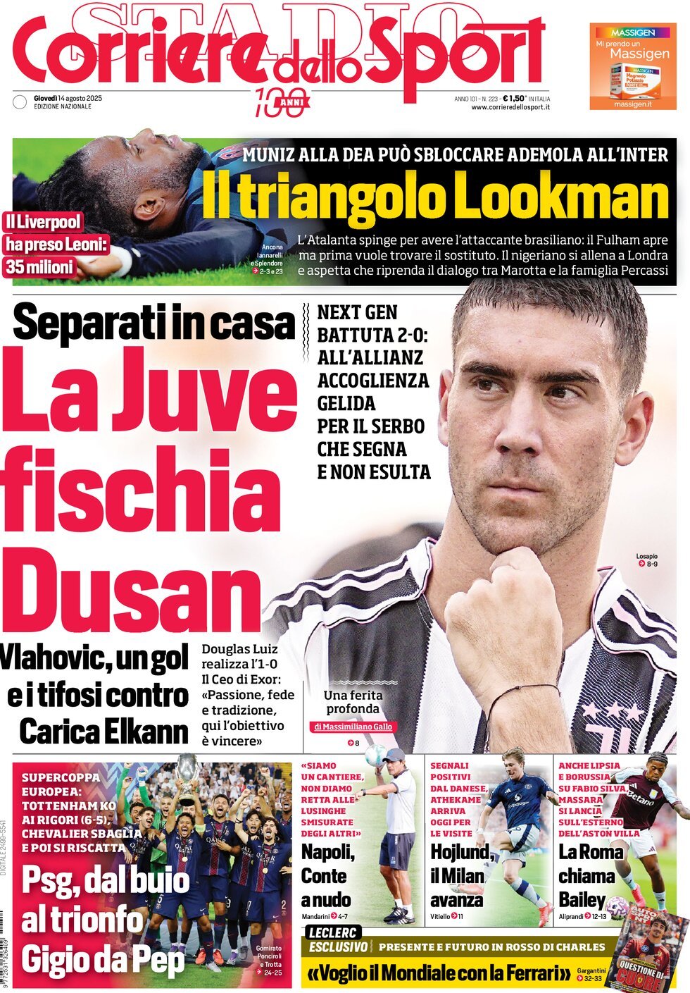 Corriere Dello Sport, prima pagina
