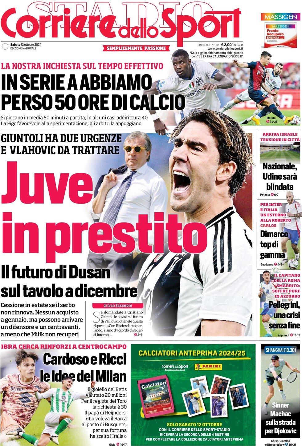 Corriere dello Sport prima pagina 
            Edizione di Oggi, Sabato 12 Ottobre 2024