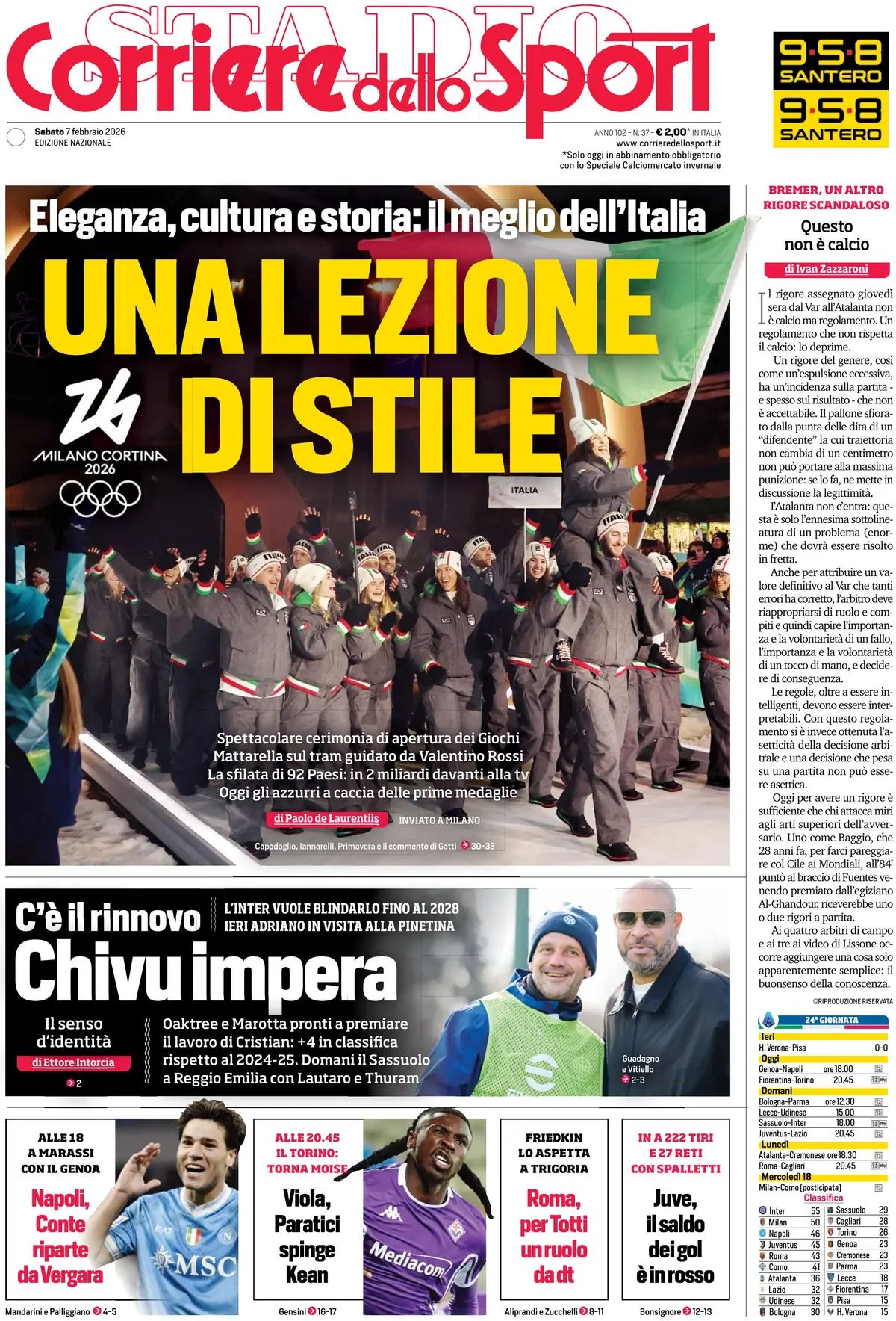 Corriere Dello Sport, prima pagina