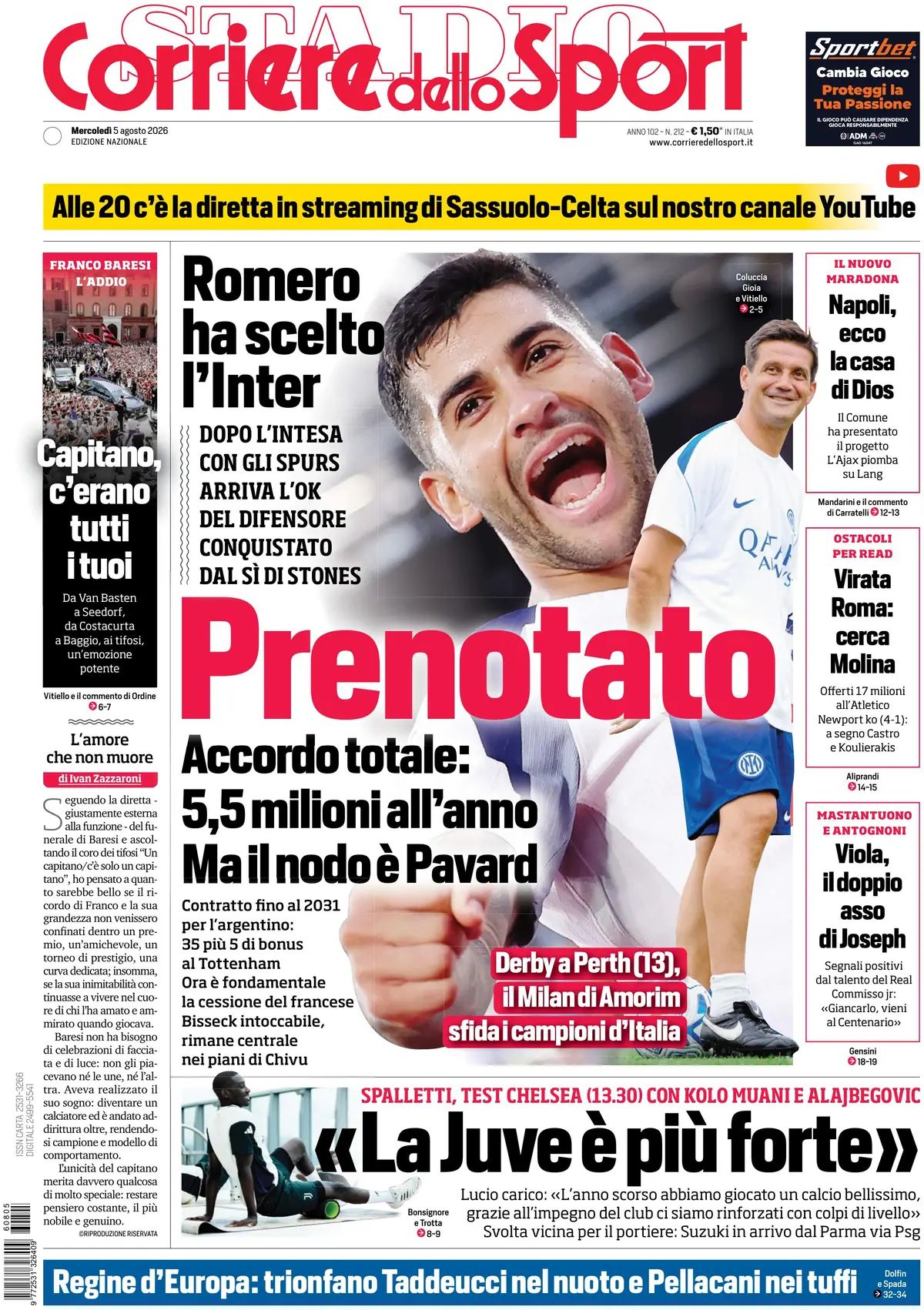 Corriere Dello Sport, prima pagina