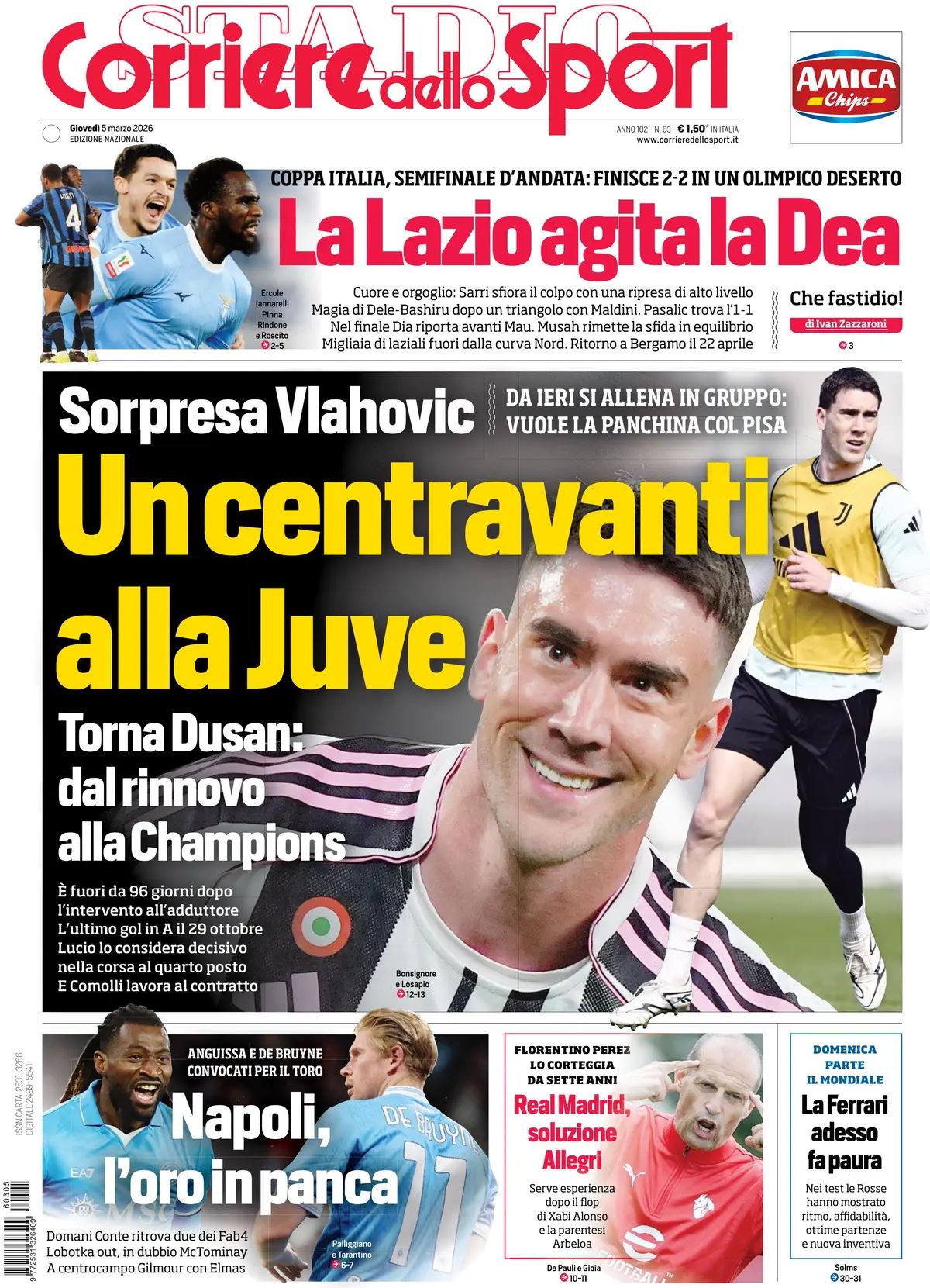 Corriere Dello Sport, prima pagina