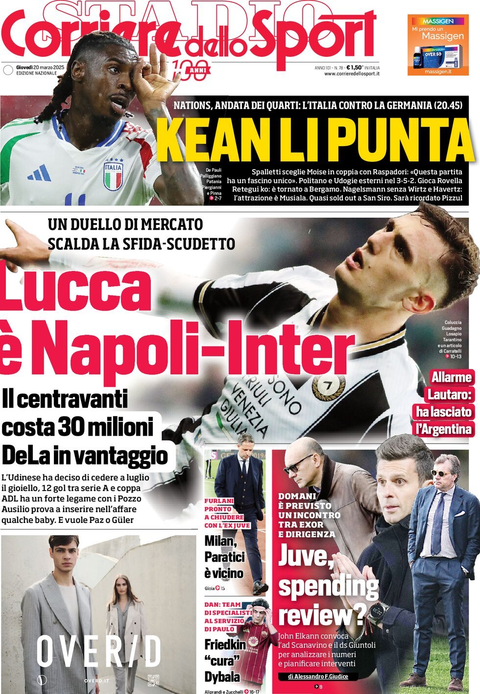 Corriere Dello Sport, prima pagina