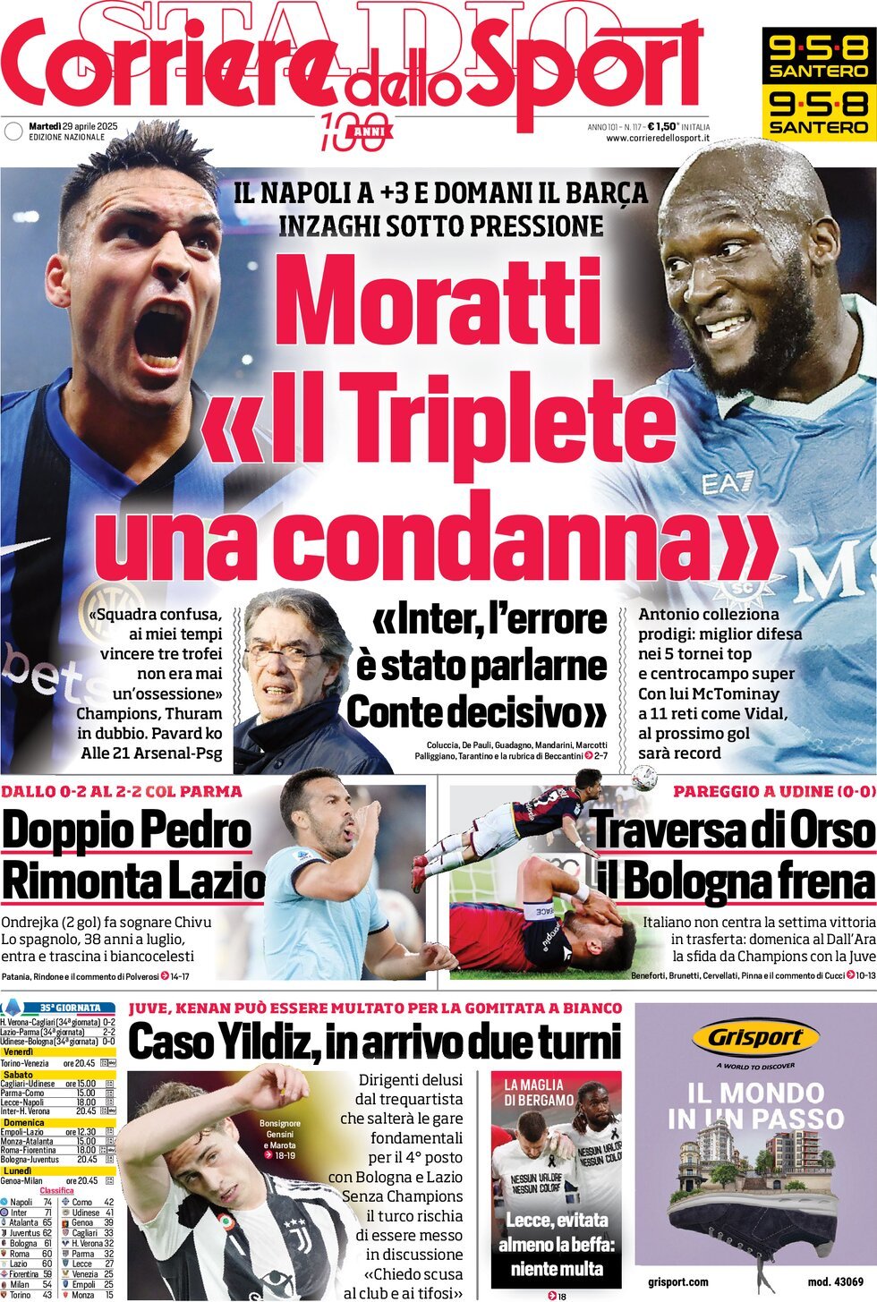 Corriere Dello Sport, prima pagina