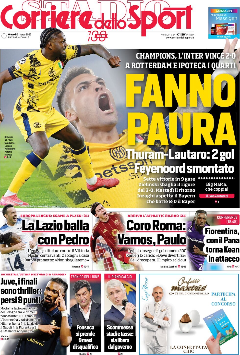 Corriere Dello Sport, prima pagina