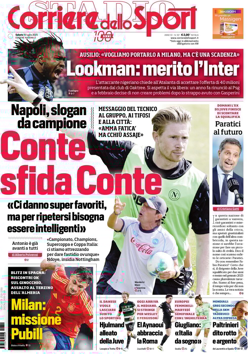 Corriere Dello Sport, prima pagina