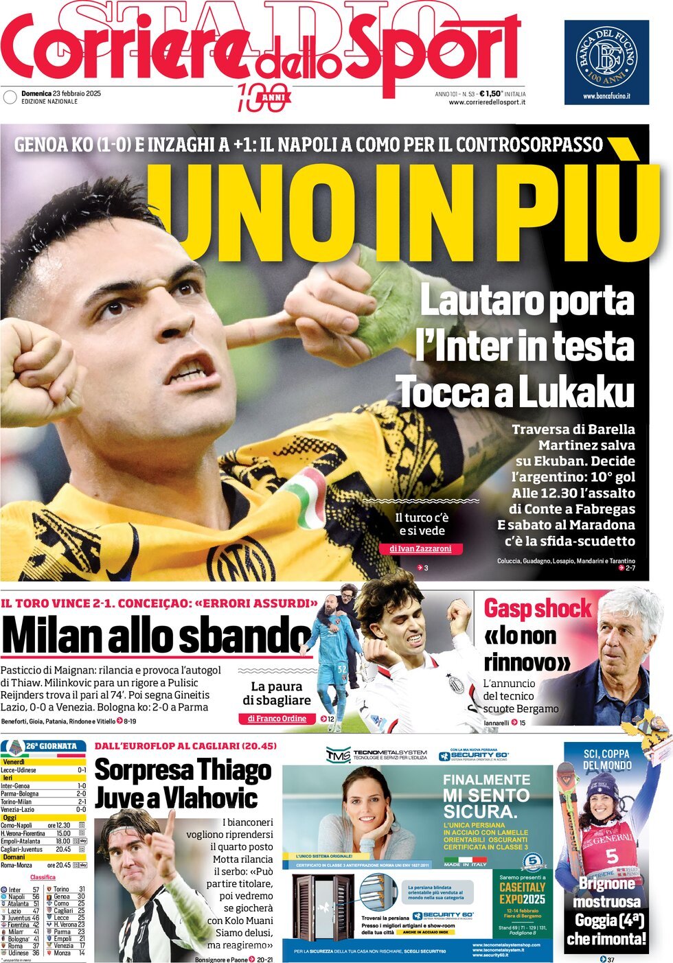 Corriere Dello Sport, prima pagina