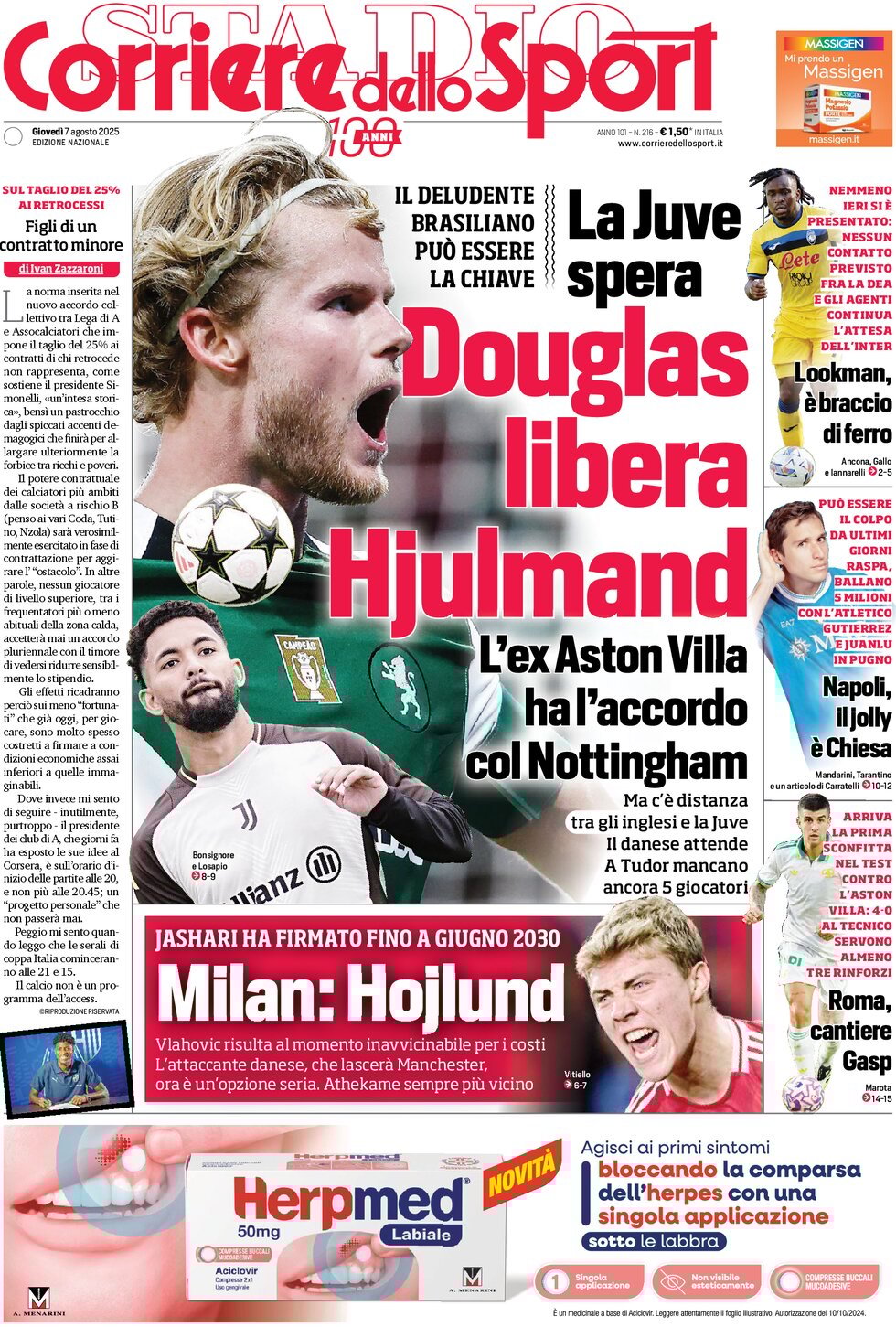 Corriere Dello Sport, prima pagina