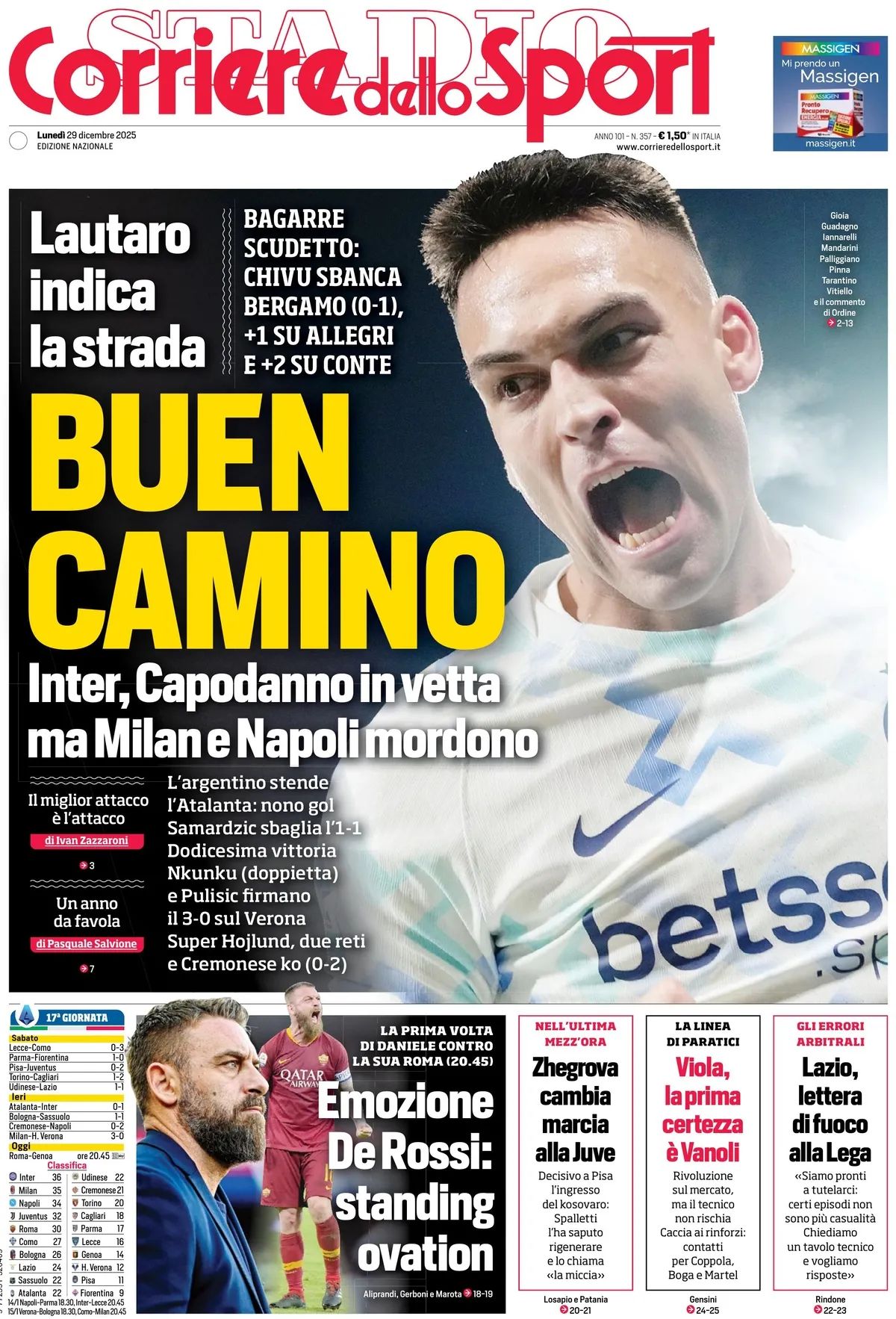 Corriere Dello Sport, prima pagina