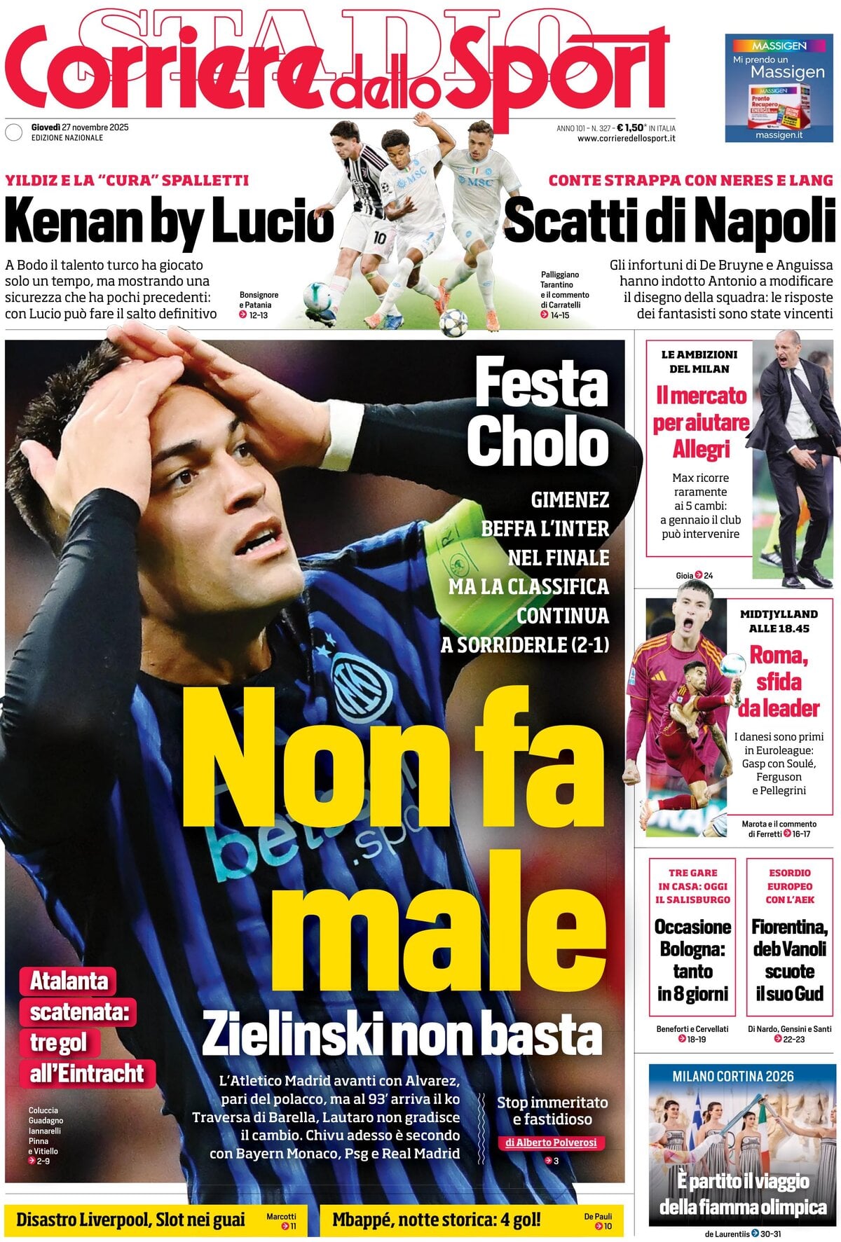 Corriere Dello Sport, prima pagina