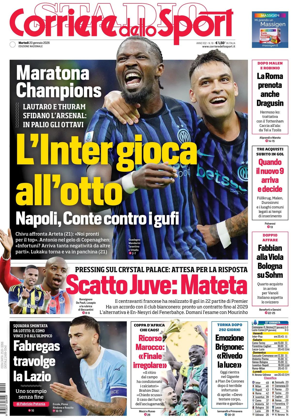Corriere Dello Sport, prima pagina