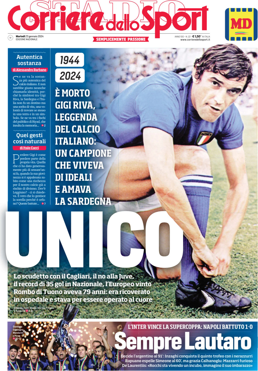 Corriere Dello Sport, prima pagina