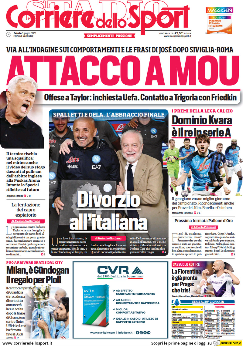 Prima pagina «Corriere Dello Sport» | Giornali.it
