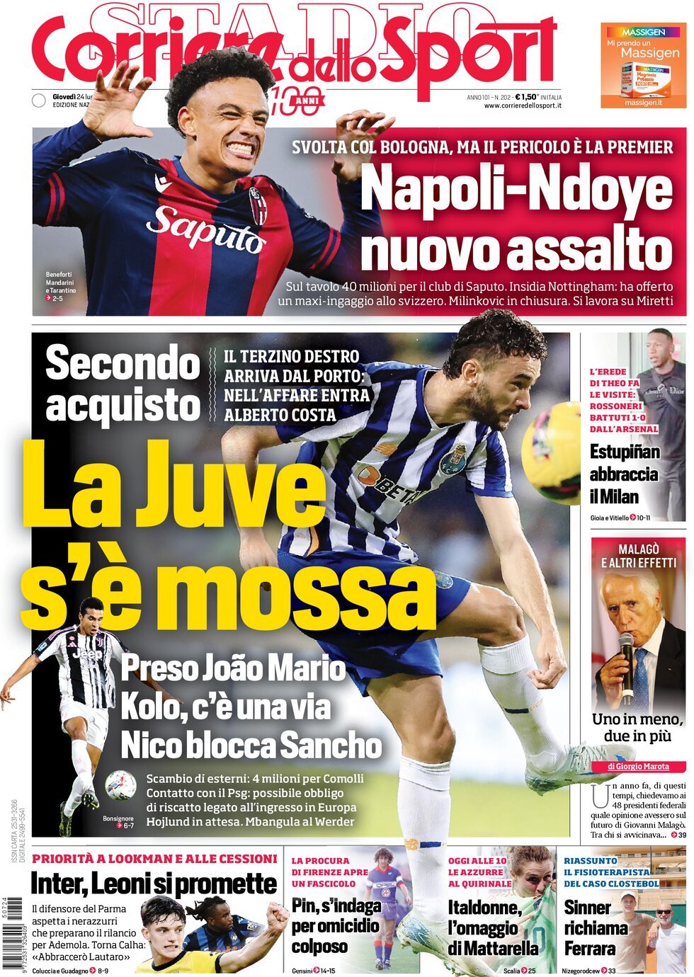 Corriere Dello Sport, prima pagina