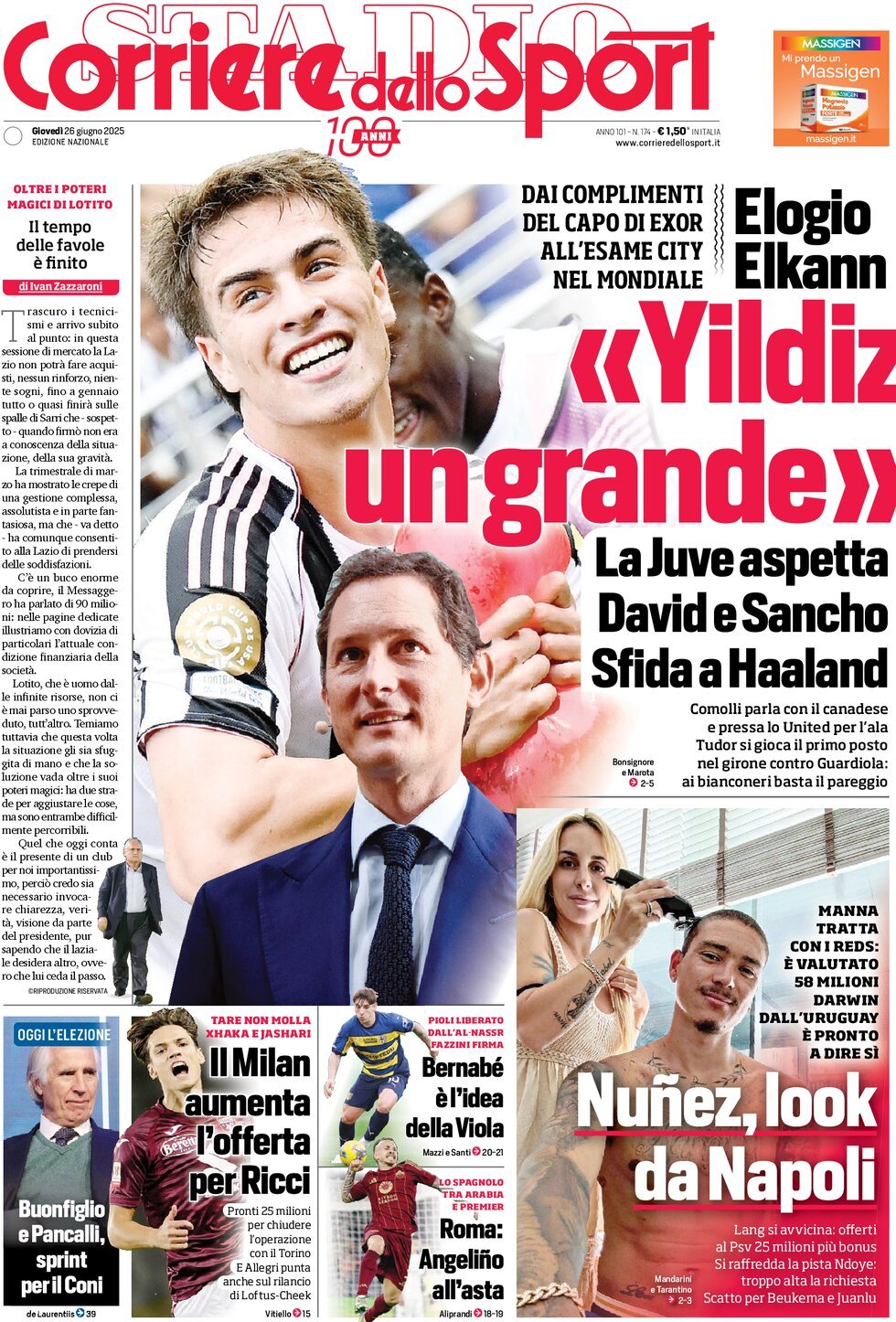 Corriere Dello Sport, prima pagina