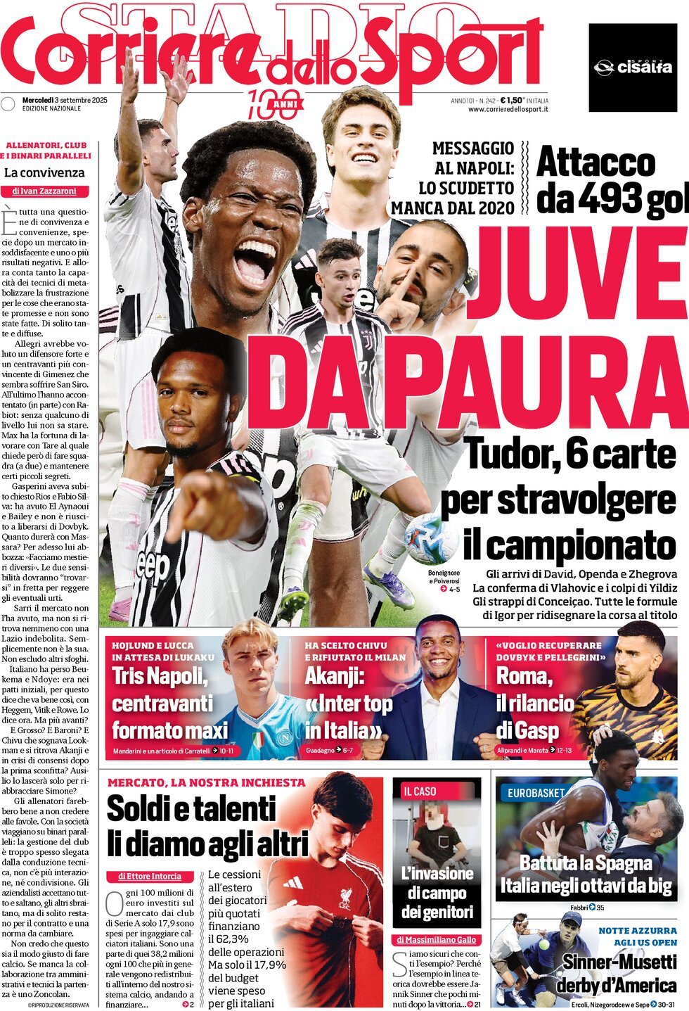 Corriere Dello Sport, prima pagina