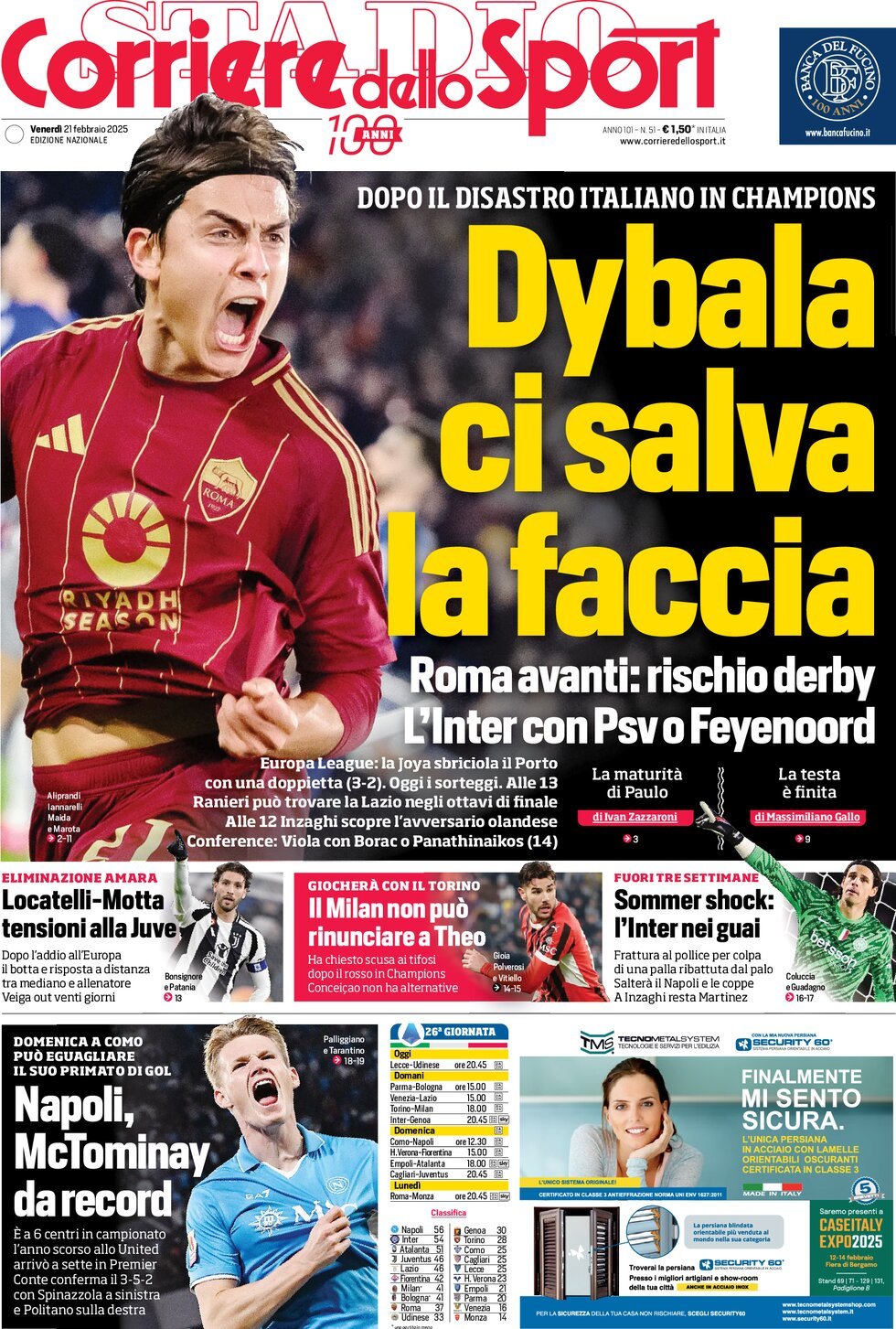 Corriere Dello Sport, prima pagina