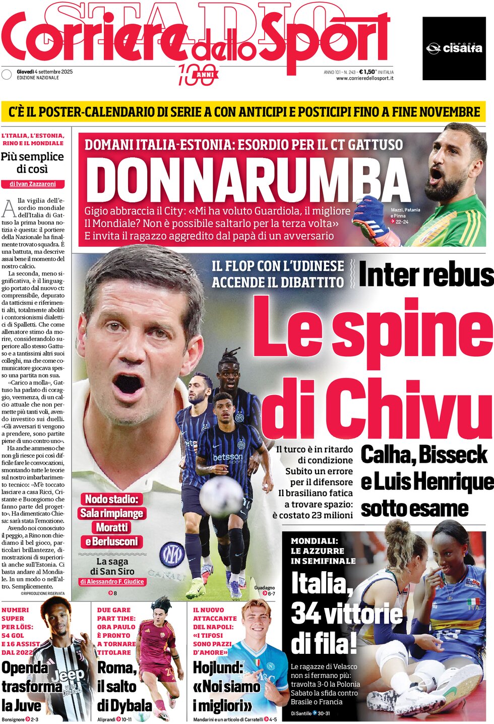 Corriere Dello Sport, prima pagina