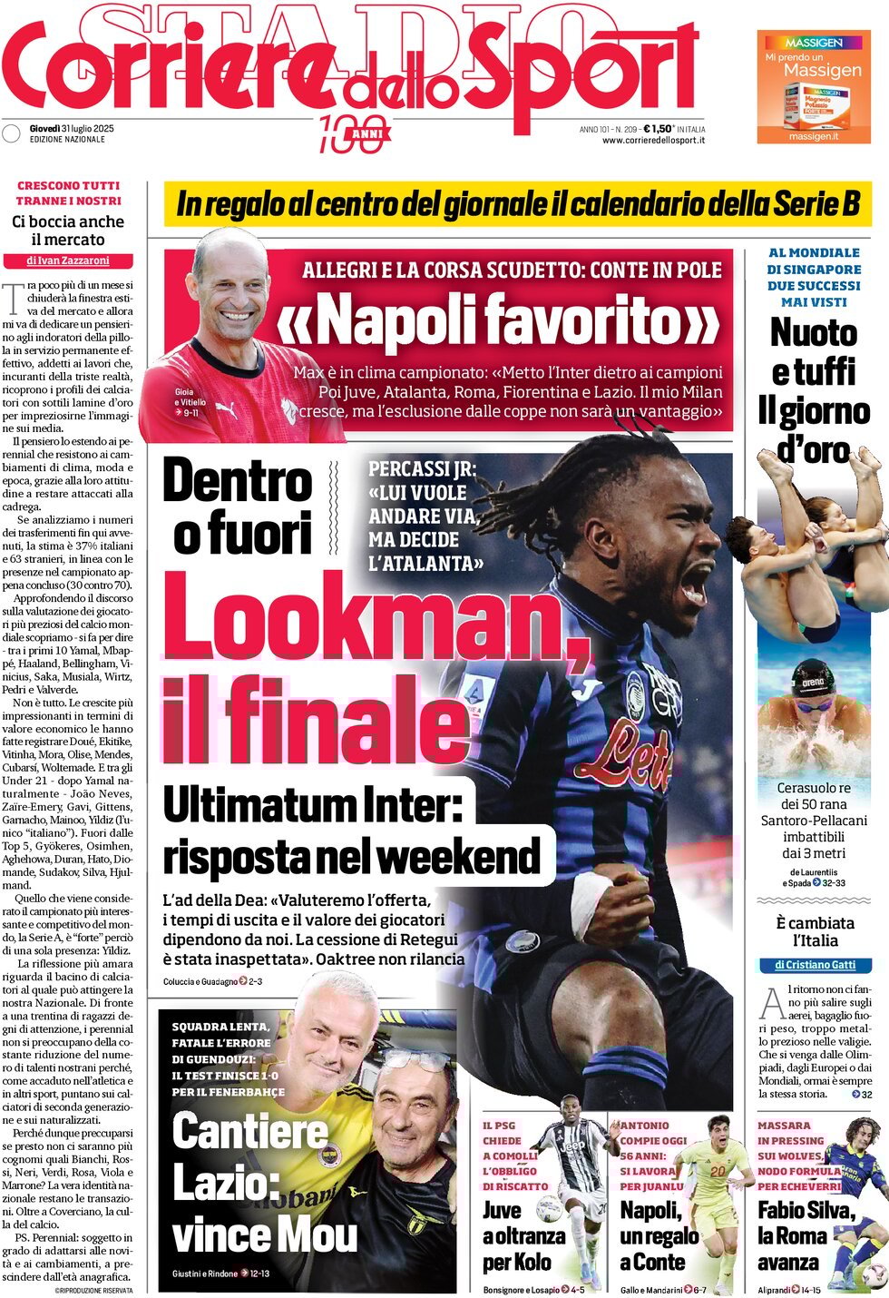Corriere Dello Sport, prima pagina