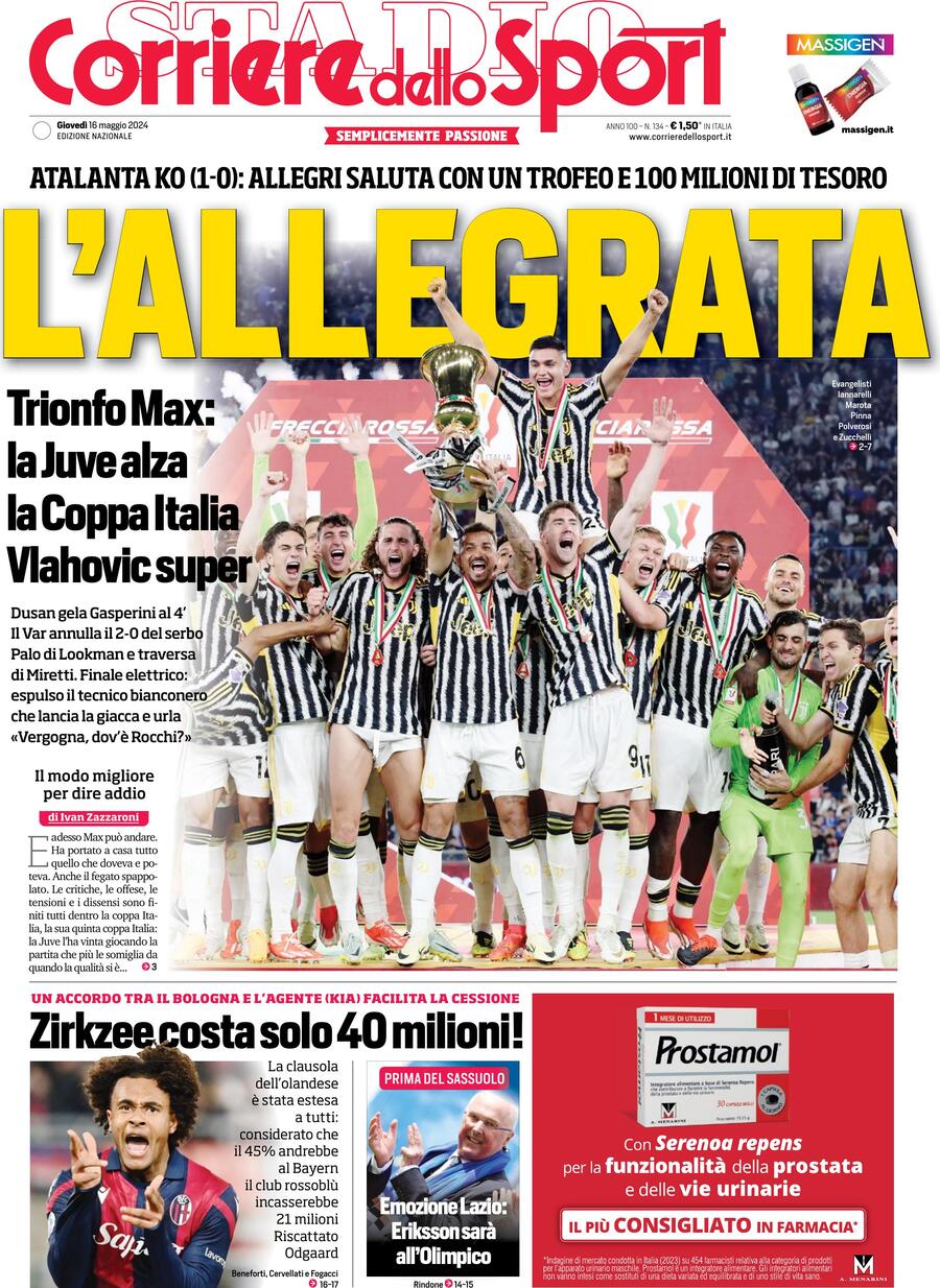 Corriere dello Sport: Prima Pagina del Giorno