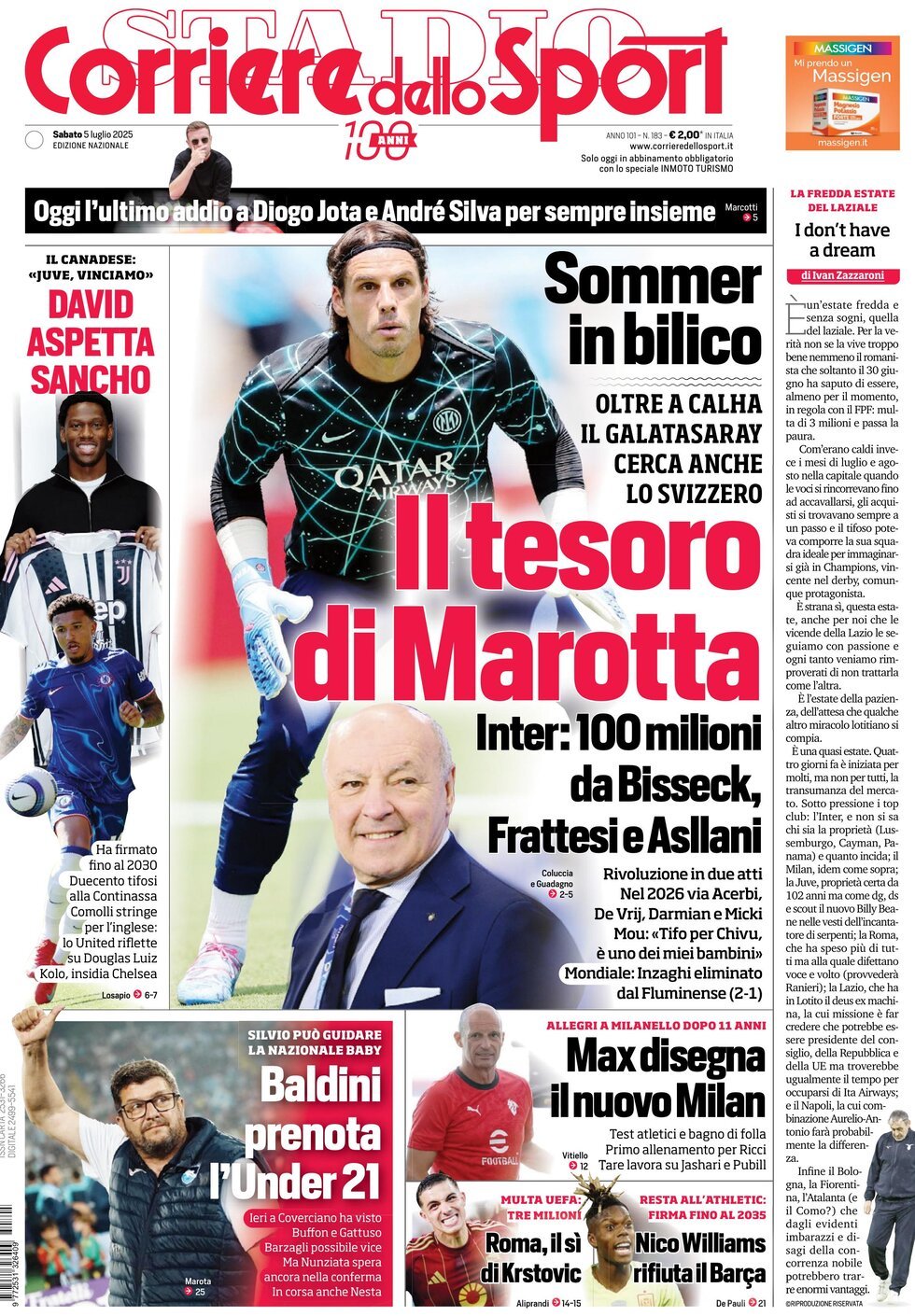 Corriere Dello Sport, prima pagina