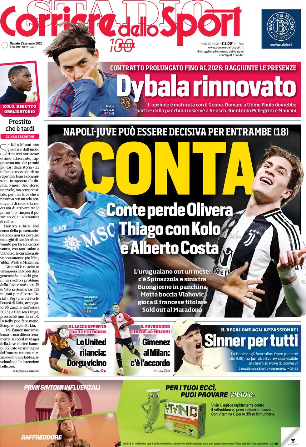 Corriere Dello Sport, prima pagina